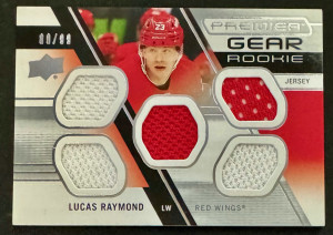 2021-22 UD Premier Lucas Raymond Rookie Gear /99 front